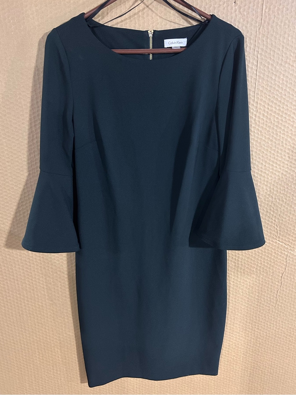 Calvin Klein Women's Teal Bell Sleeve Sheath Dress